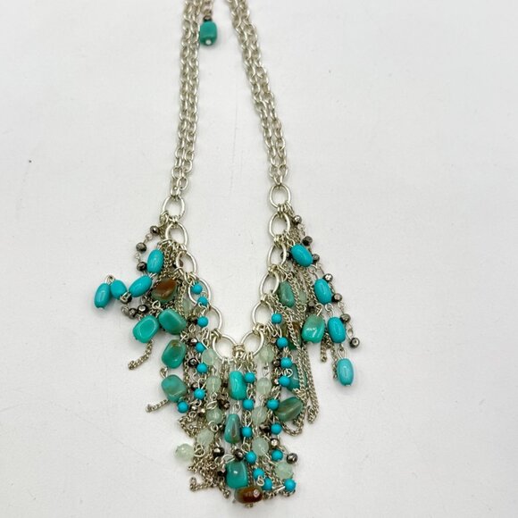 Multi Faux Turquoise Beads Bohemian South Western Women Necklace - Picture 3 of 3